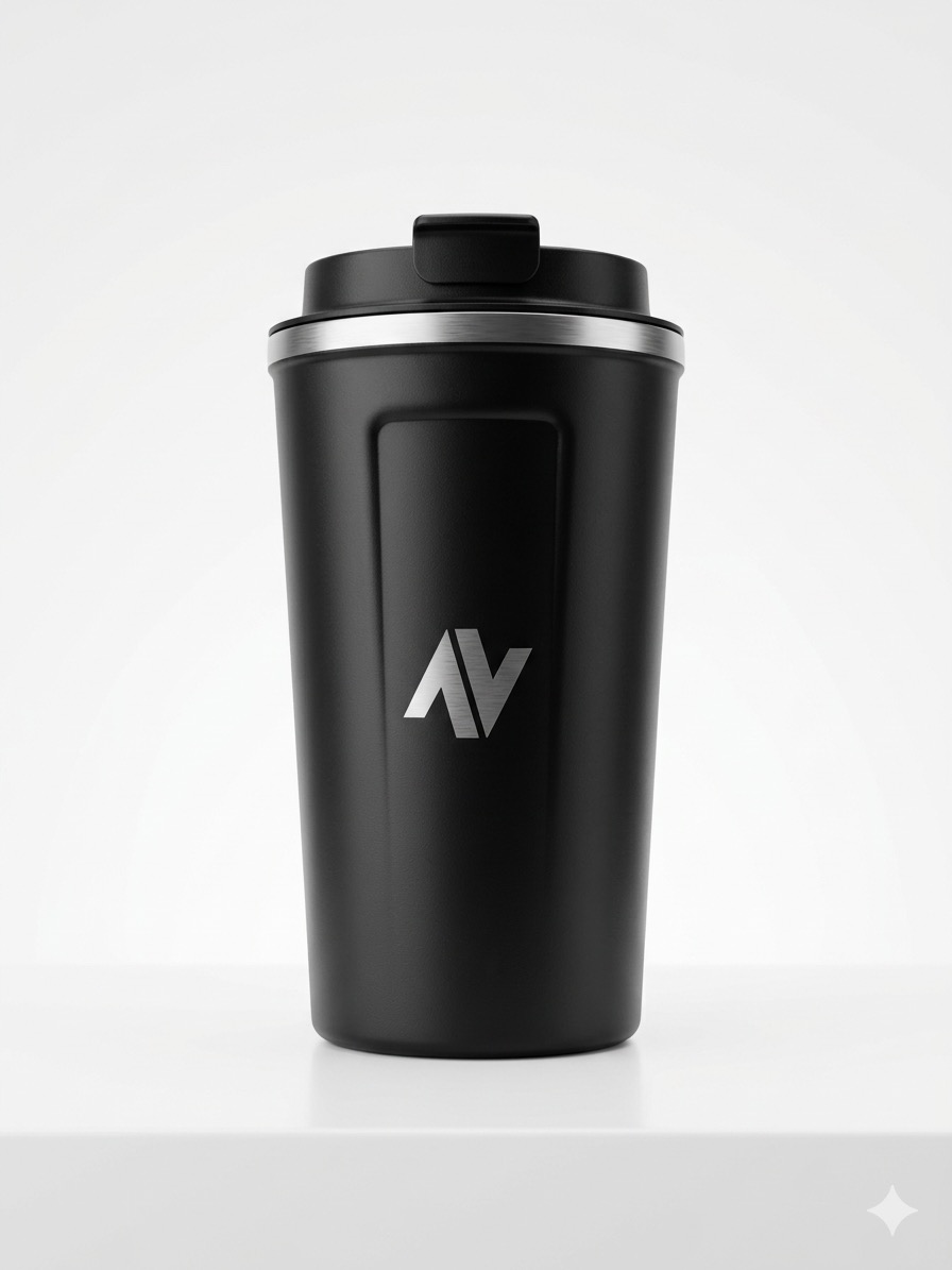 Black Aqua Vibez tumbler on a clean studio background